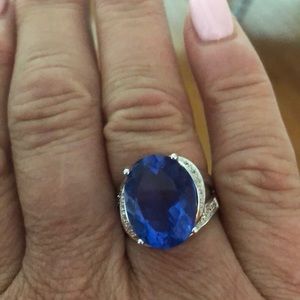 Silver Rhodium 5 Carat Ring Faux